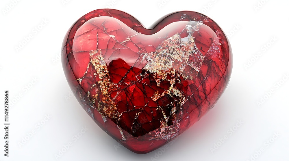 Fototapeta premium bright red heart isolated on white