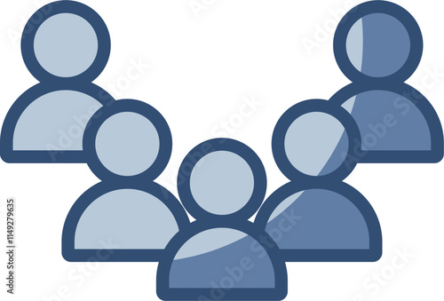 user group vector icon, transparent background. replaceable blue color design