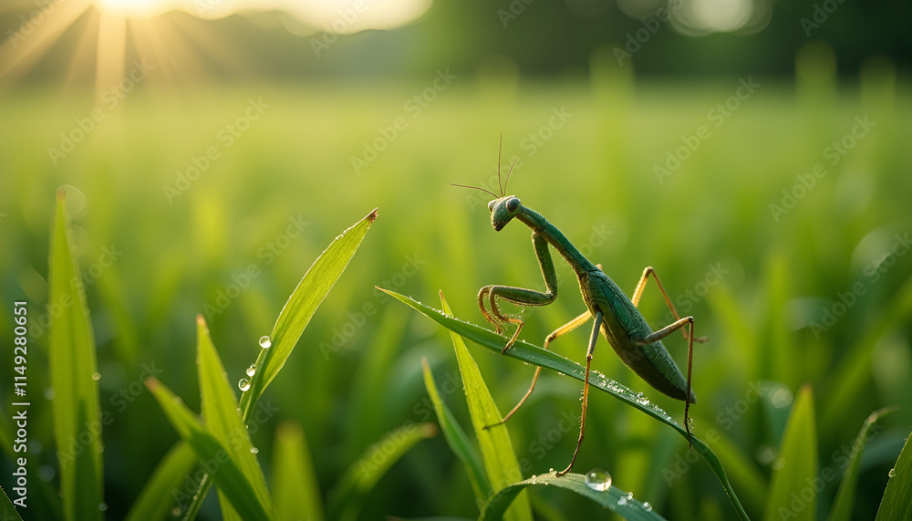 Praying mantis on green grass Praying mantis on green grass