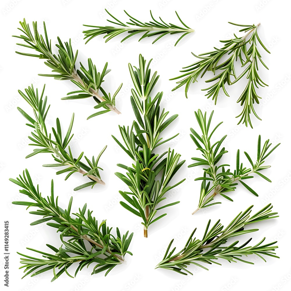 Fototapeta premium Rosemary isolated on white background. Top view. Flat lay.