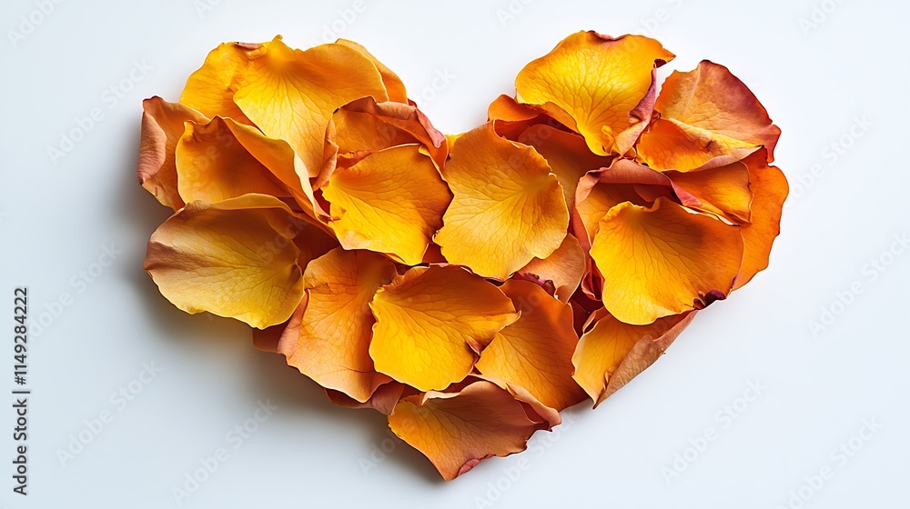 Orange Rose Petals Heart Shape Romantic Floral Background Orange Rose Petals Heart Shape Romantic Floral Background