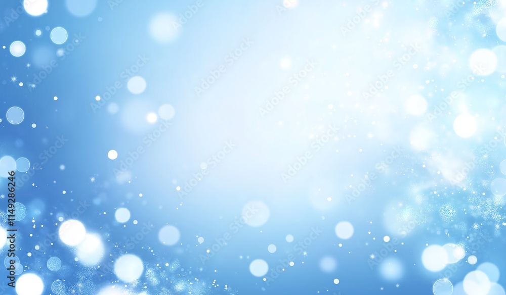 Abstract Blue Holiday Background with Scattered Lights and Text Space for Christmas, New Year Celebrations