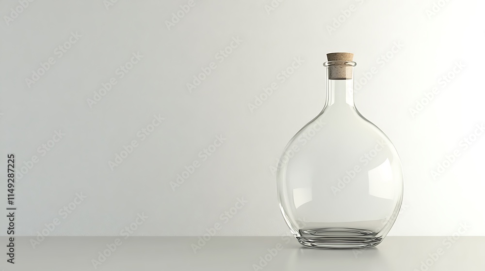 Minimalistic empty glass bottle on a sleek modern table Minimalistic empty glass bottle on a sleek modern table