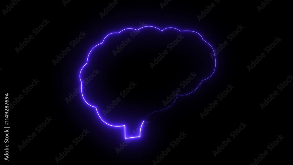 Human brain parts brain concept neon line .Neon brain icon animation. Human brain parts brain concept neon line .Neon brain icon animation.