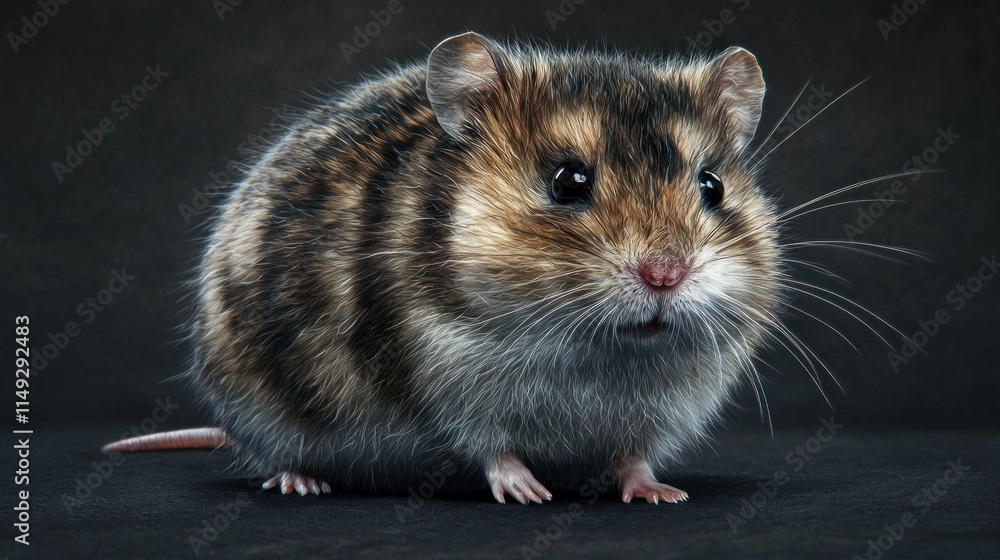 Adorable Close-up of a Small Rodent with Unique Fur Patterns and Expressive Eyes on a Dark Background Adorable Close-up of a Small Rodent with Unique Fur Patterns and Expressive Eyes on a Dark Background