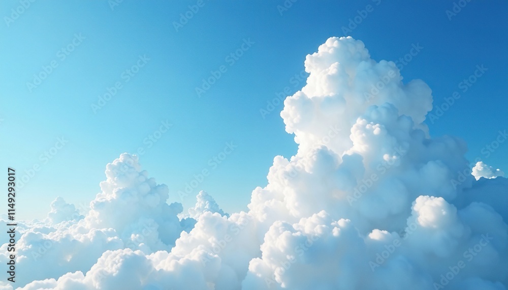 Fluffy white clouds float gently across a serene blue sky, serene, atmospheric, vast Fluffy white clouds float gently across a serene blue sky, serene, atmospheric, vast