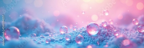 Wallpaper Mural Soft pink and blue hues blend with iridescent bubbles floating in mid-air, creating a sense of depth and tranquility, bubbles, serene, depth perception Torontodigital.ca