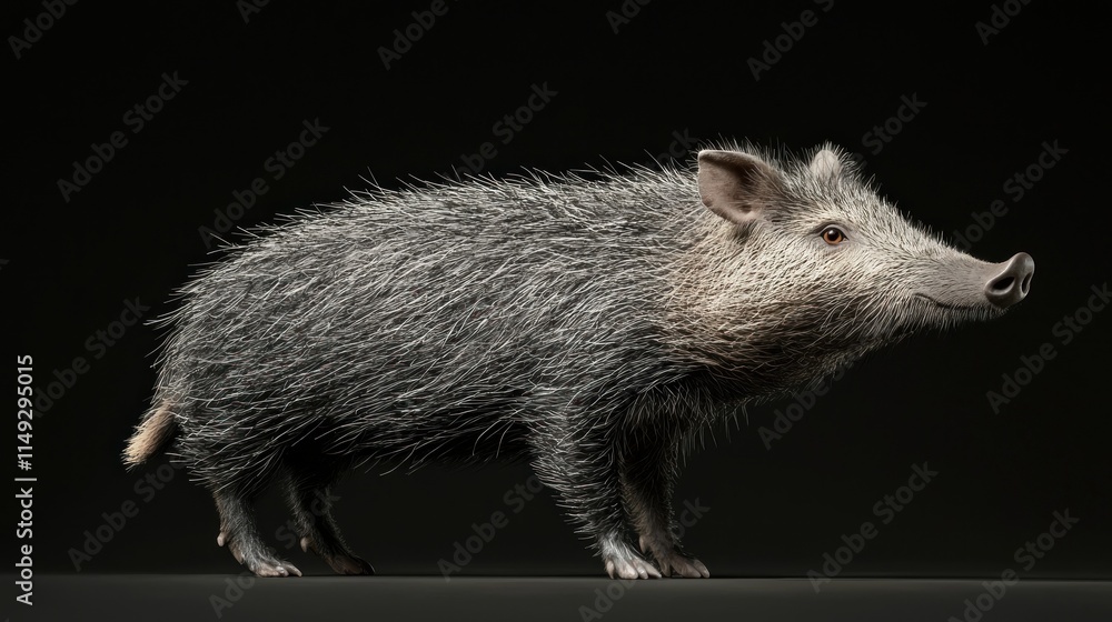 Detailed Side View of a Full Body Animal with Textured Fur on Dark Background Detailed Side View of a Full Body Animal with Textured Fur on Dark Background