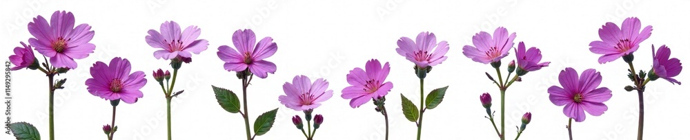 Delicate purple verbena blooms isolated on white background, flowers, purple, detail Delicate purple verbena blooms isolated on white background, flowers, purple, detail