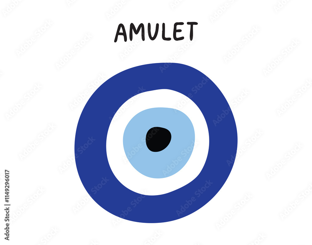 Amulet from the evil eye isolated icon. Traditional blue amulet. Inscription amulet or amulet sign from the evil eye. Amulet from the evil eye isolated icon. Traditional blue amulet. Inscription amulet or amulet sign from the evil eye.