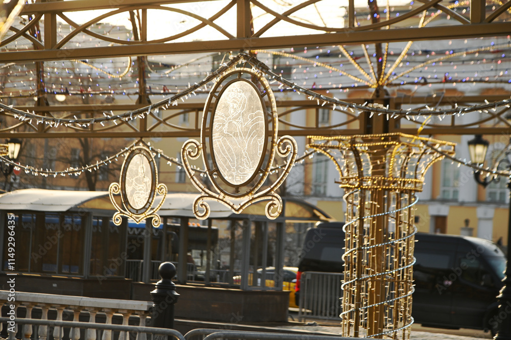 Obraz premium Etched patterned glass decorates the courtyard at Red Square in Russia is the most beautiful square in the world, full of beauty and also the spiritual center.