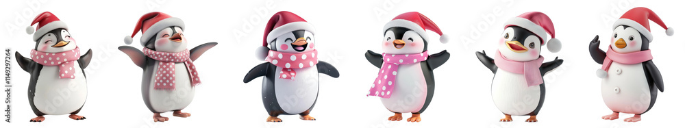 3D winter penguin character png cut out element set, transparent background 3D winter penguin character png cut out element set, transparent background