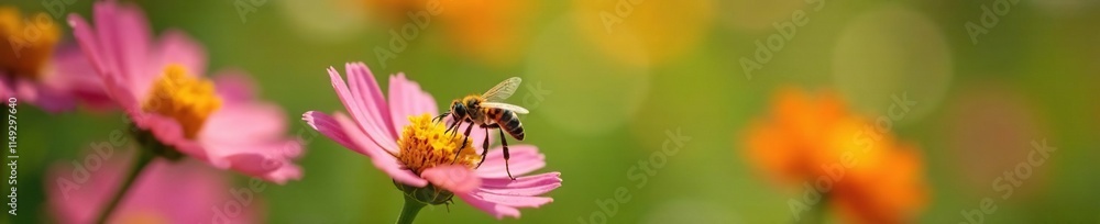 A solitary bee beetle landing on a single, isolated flower, beetle insect solo flight flowers, garden scenery A solitary bee beetle landing on a single, isolated flower, beetle insect solo flight flowers, garden scenery