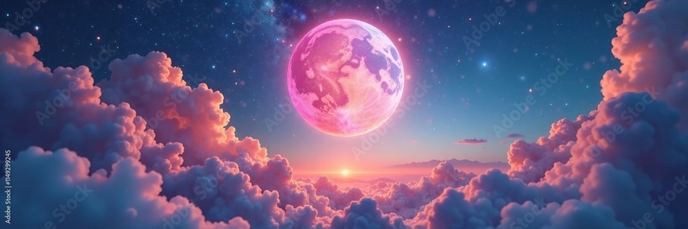 Fototapeta premium A solitary orb suspended above a dreamy, ethereal background, utopian, otherworldly