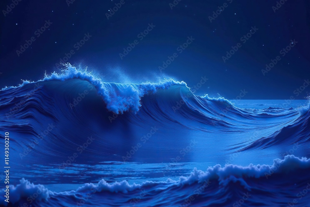 Fototapeta premium Deep sea wave pattern with dark indigo blue and purple hues, deep sea, dark