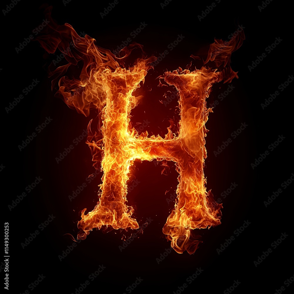 Fiery Alphabet: Letter H in Blazing Flames Fiery Alphabet: Letter H in Blazing Flames