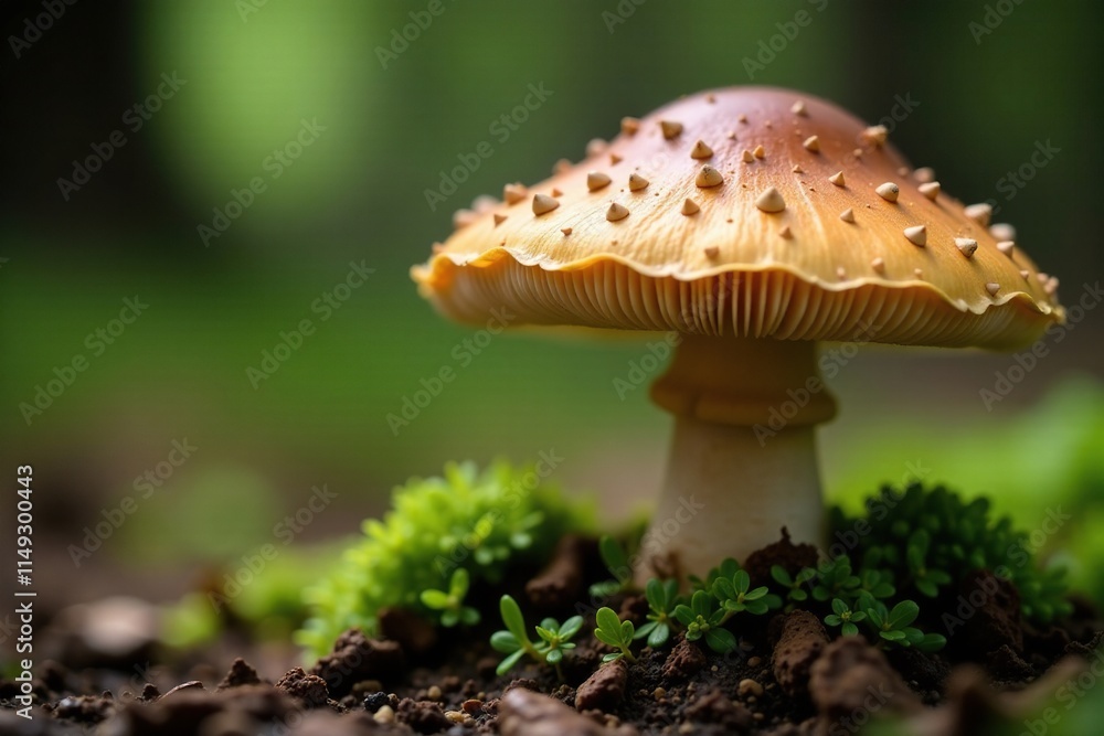 Fototapeta premium Earthy brown cap with a wavy margin and a prominent white gill surface, nature, gills