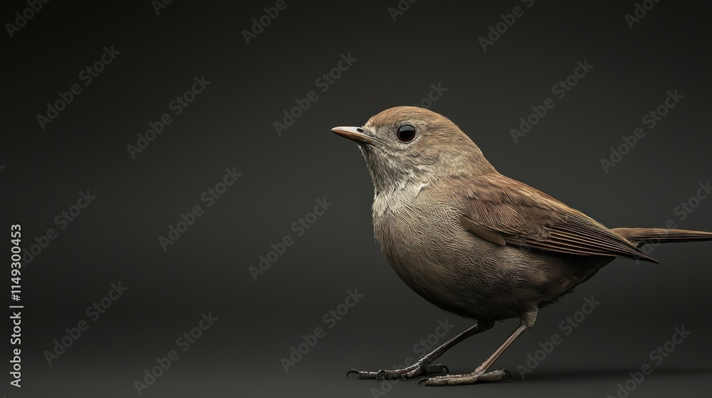 Detailed Profile of a Small Brown Bird Displaying Natural Colors and Textures in a Minimalist Setting Detailed Profile of a Small Brown Bird Displaying Natural Colors and Textures in a Minimalist Setting