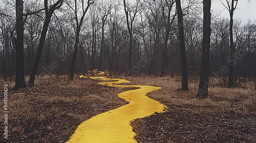 Golden Stream in Winter Forest photo