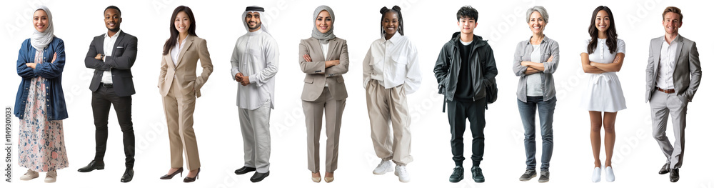 Diverse people full body png cut out element set, transparent background Diverse people full body png cut out element set, transparent background