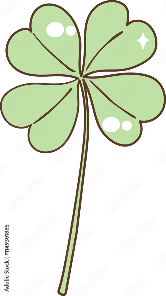 Whimsical Hand-Drawn Lucky Clover Leaf. Vector Illustration Whimsical Hand-Drawn Lucky Clover Leaf. Vector Illustration
