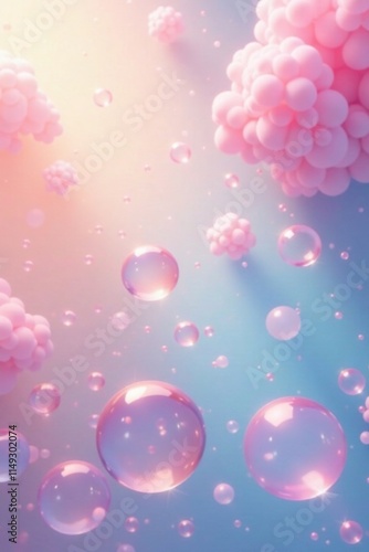 Wallpaper Mural A magical background of bubbles with a soft, pastel color palette floating in the air, gentle, soft hues Torontodigital.ca