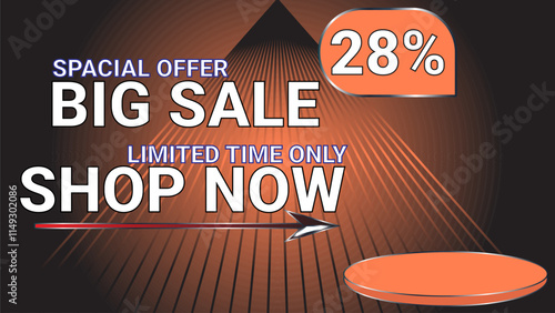 28 percent Special offer big sale limited time only shop now template banner with Coral color theme