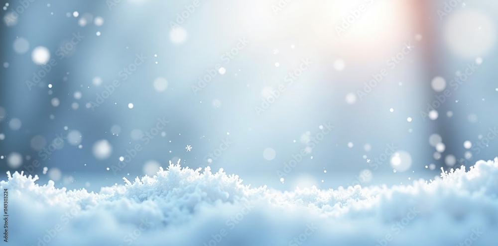Tiny snowflakes gently falling on white background, soft focus, cloudy sky, delicate flakes Tiny snowflakes gently falling on white background, soft focus, cloudy sky, delicate flakes
