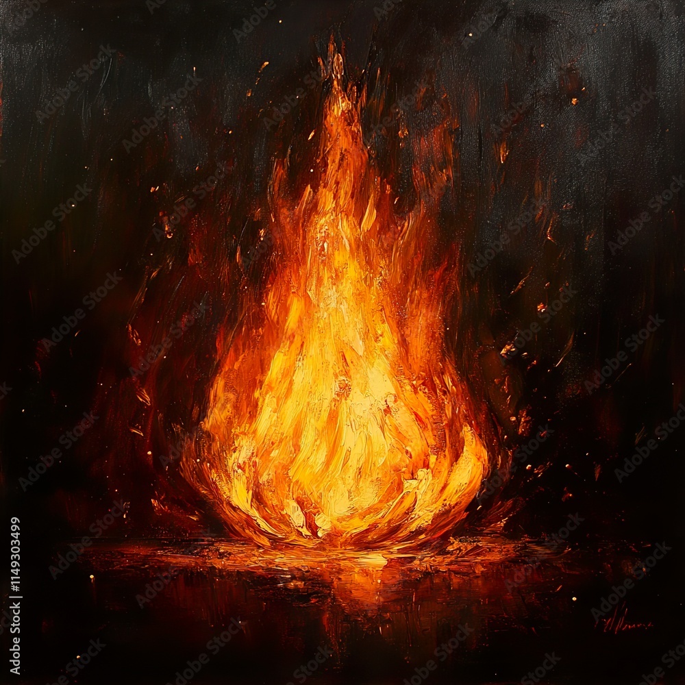 Fiery Passion: An Abstract Oil Painting of a Burning Flame Fiery Passion: An Abstract Oil Painting of a Burning Flame