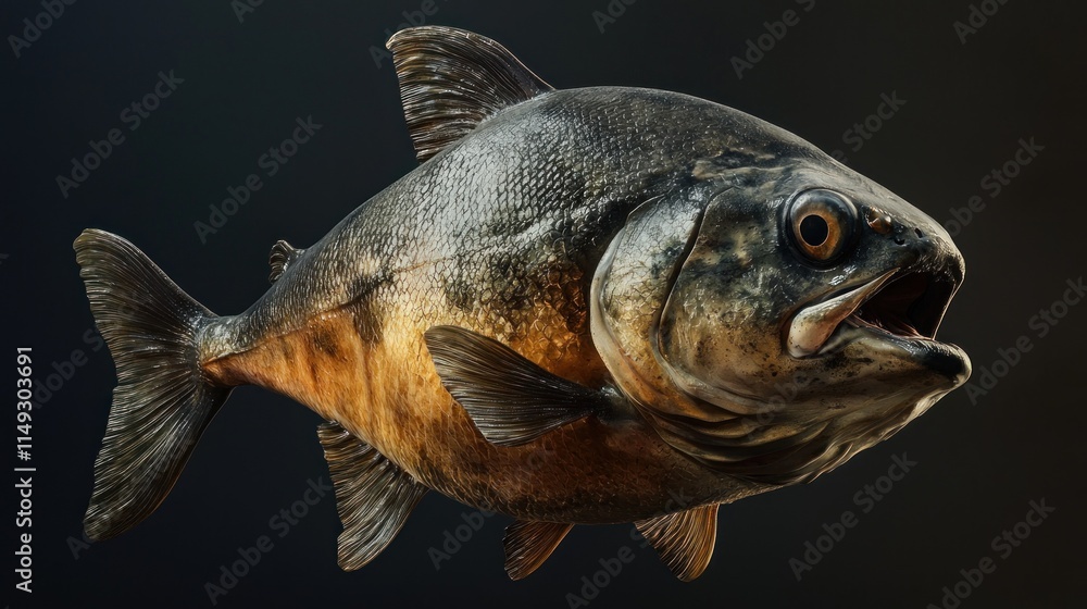 Detailed Close-Up of a Full-Bodied Fish Captured in Stunning Realism, Showcasing Textures and Colors in Natural Light Detailed Close-Up of a Full-Bodied Fish Captured in Stunning Realism, Showcasing Textures and Colors in Natural Light