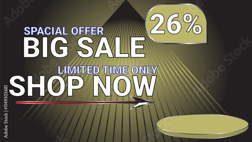 26 percent Special offer big sale limited time only shop now template banner with DarkKhaki color theme
