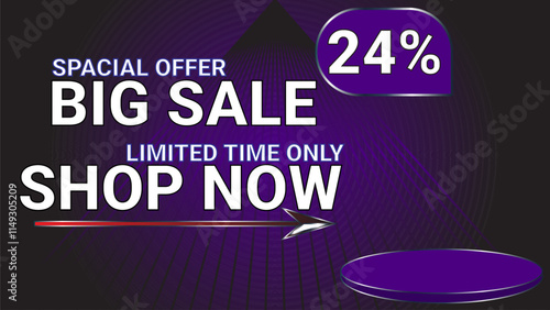 24 percent Special offer big sale limited time only shop now template banner with Indigo color theme