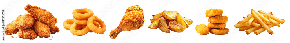 Fast food png cut out element set, transparent background Fast food png cut out element set, transparent background