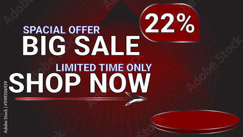 22 percent Special offer big sale limited time only shop now template banner with Maroon color theme