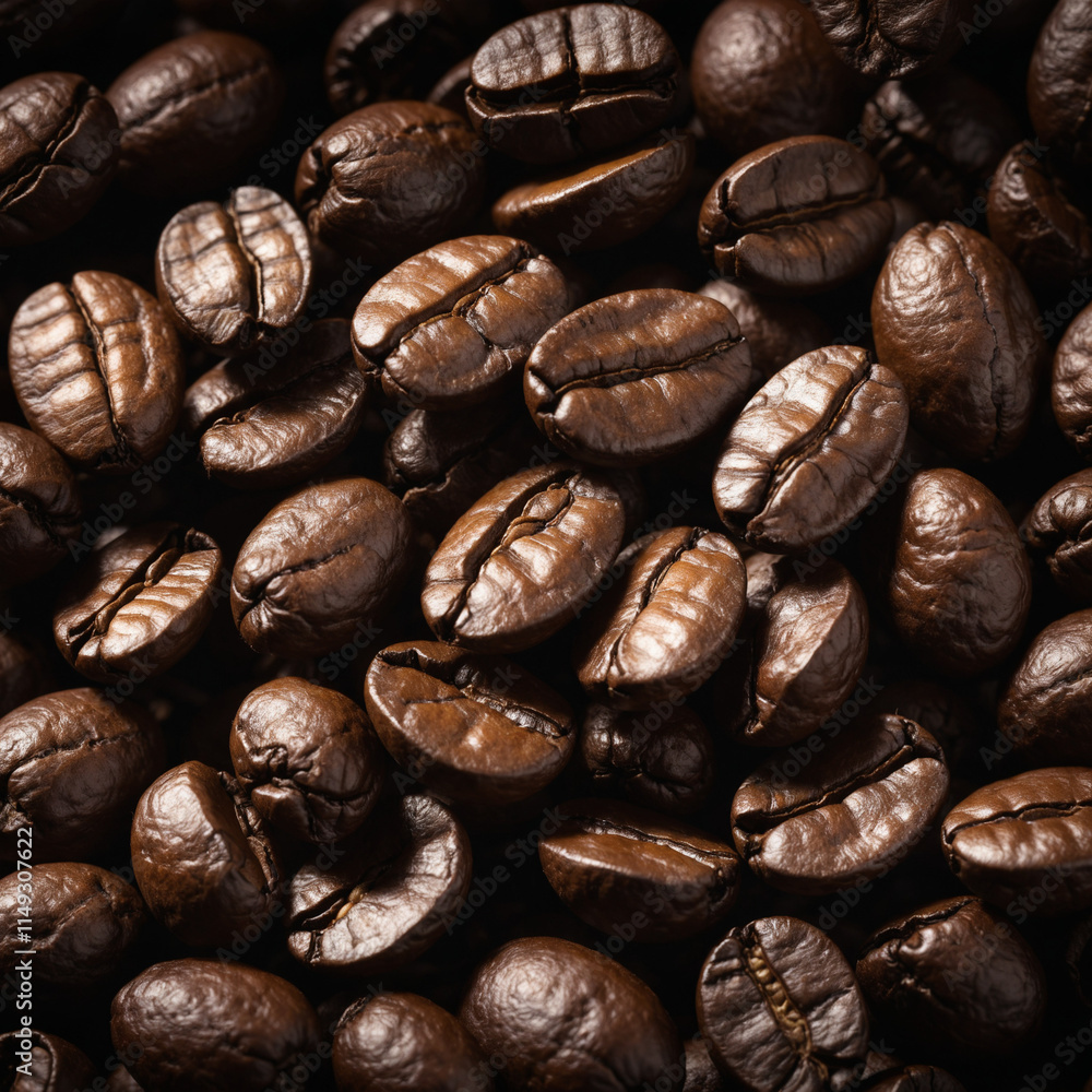 Fototapeta premium Coffee Beans Closeup On Dark Background