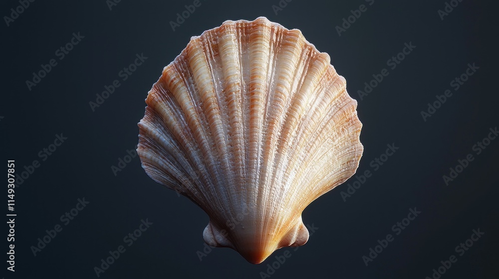 Close-up View of a Beautiful Seashell with Natural Patterns and Textures Against a Dark Background Close-up View of a Beautiful Seashell with Natural Patterns and Textures Against a Dark Background