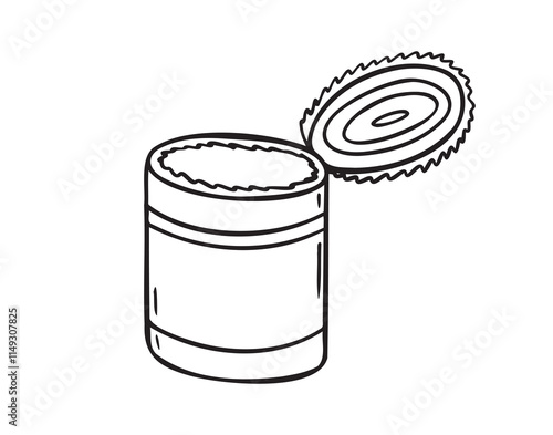 Tin can doodle hand drawn icon. Tin can camp canned food drawing outline clipart