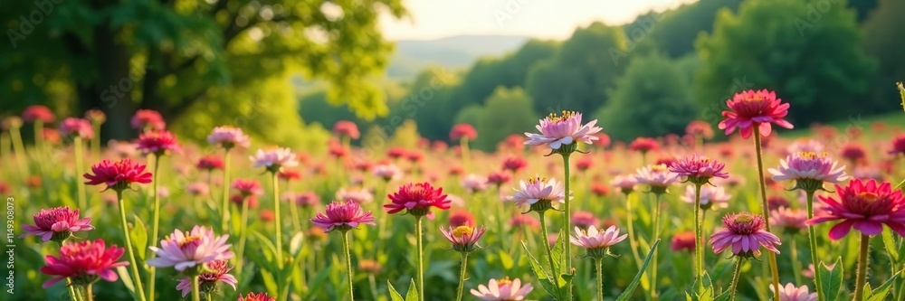 blooming buckwheat with trees in the background, flowers, natural scenery blooming buckwheat with trees in the background, flowers, natural scenery
