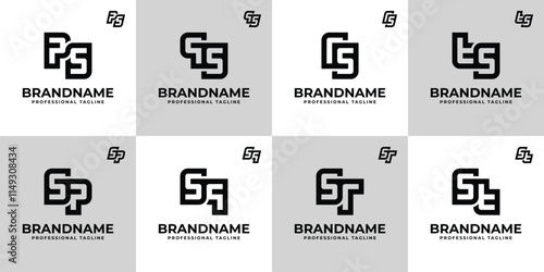 Letters SP PS SQ QS SR RS ST TC Monogram Logo Set