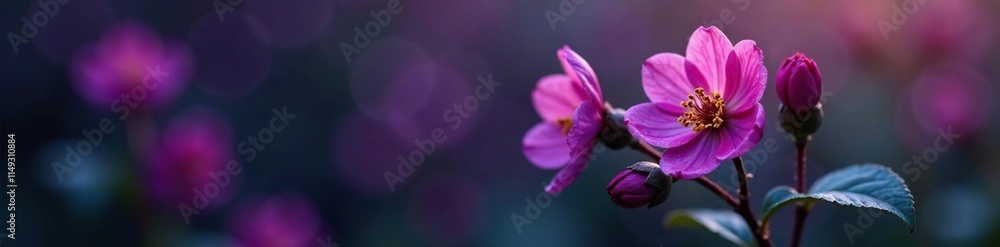 Dark Purple buds bursting forth with resin-rich flowers, blooming, petals Dark Purple buds bursting forth with resin-rich flowers, blooming, petals