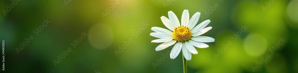 Single leucanthemum bloom on a stem white and yellow, yellow, natural Single leucanthemum bloom on a stem white and yellow, yellow, natural