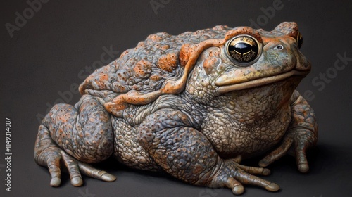 Hyper Realistic Full Body Image of a Colorful Toad with Unique Patterns and Shiny Eyes photo