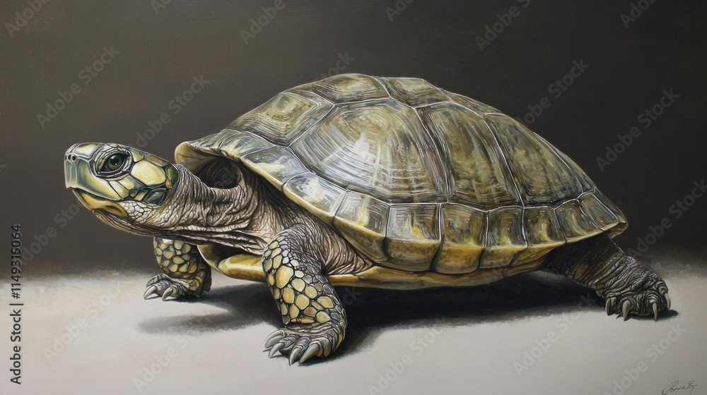 Fototapeta premium Realistic Full Body Image of a Tortoise on a Plain Background Capturing Natural Detail and Texture in Art