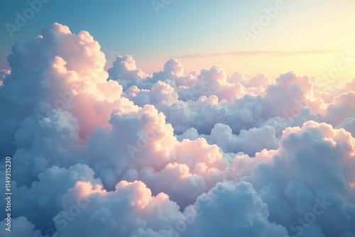 Drifting clouds evoke a sense of calm serenity, gentle, soft, calm photo