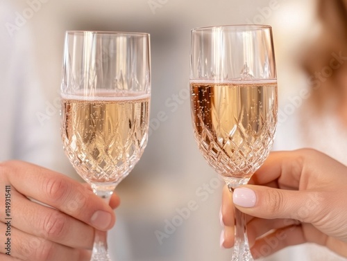 Celebrate special moments with sparkling wine in elegant glasses, perfect for toasting with friends or family. photo