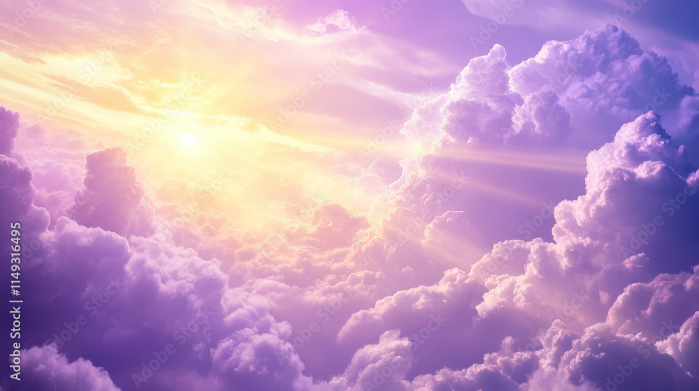 Majestic clouds in a vivid sky, layers of deep purple and pastel pink, with streaks of golden sunlight breaking through. Dreamlike realism, intricate cloud edges, the atmosphere radiant yet soft, perf Majestic clouds in a vivid sky, layers of deep purple and pastel pink, with streaks of golden sunlight breaking through. Dreamlike realism, intricate cloud edges, the atmosphere radiant yet soft, perf