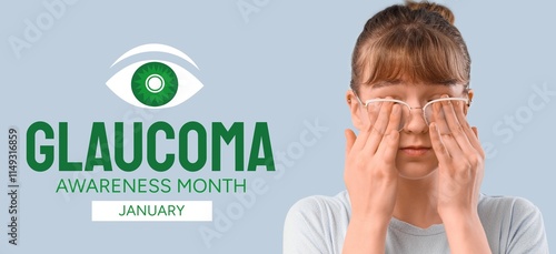 Young woman rubbing her eye...