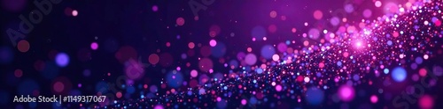 Purple and silver confetti explosion on a dark background, festive, purple