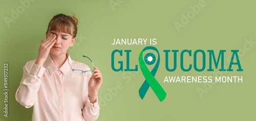 Young woman with glasses on...