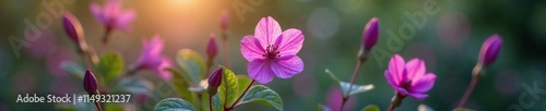 Emerging purple Ipomoea buds sway gently in the breeze, botanical, blossoms